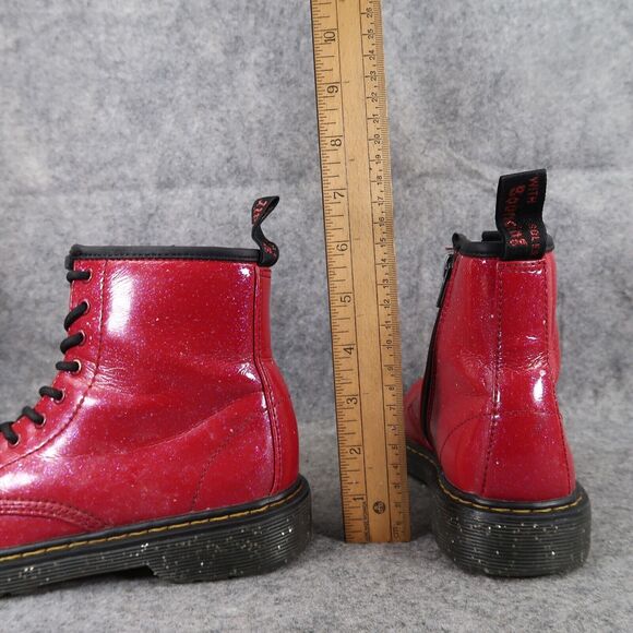 Dr Martens Shoes Kids 3 Boots Cosmic Glitter 1460 Junior Red Lace Up Zip Combat - Picture 7 of 14